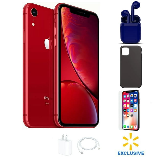 Restored | Apple iPhone XR | Unlocked For All Carriers (See Description For Carriers Supported) | 256GB | Bundle: USA Essentials Bluetooth Airbuds, Case, Pre-Installed Tempered Glass, Rapid Charger