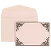 JAM Paper Wedding Invitation Set, Small, Black Ornate Border Set, Black Card with White Envelope, 100/pack