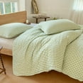 thumbnail image 6 of Sage Green Gingham Twin Quilt Set, Soft Pre-Washed Microfiber Green Plaid Twin Bedspread, Lightweight Checked Summer Quilt, Grid Bedding Coverlets for All Seasons (Includes 1 Quilt, 1 Pillow Sham), 6 of 7
