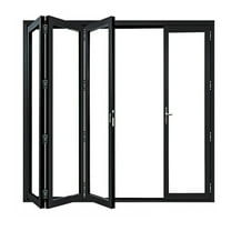 Aluminum Folding Patio Door - 120" x 96" - 4 Panel Black Finish - Modern Interior Door
