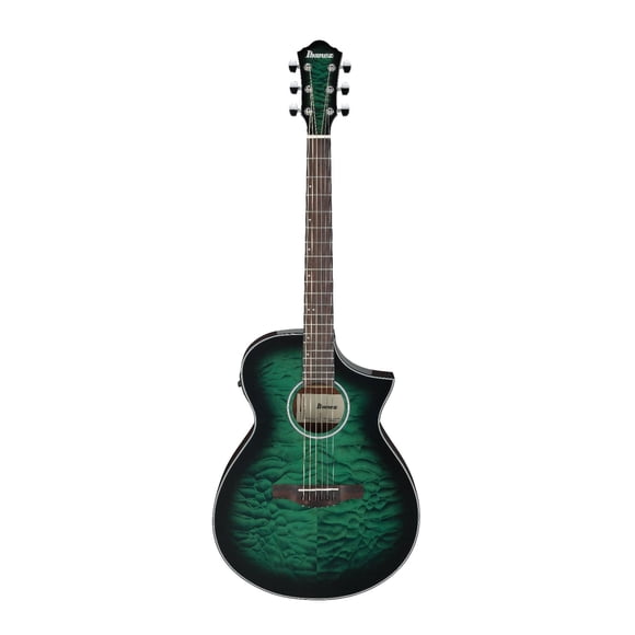 Guitarra Acústica-Eléctrica Ibanez AEWC16QA Esmeralda Transparente