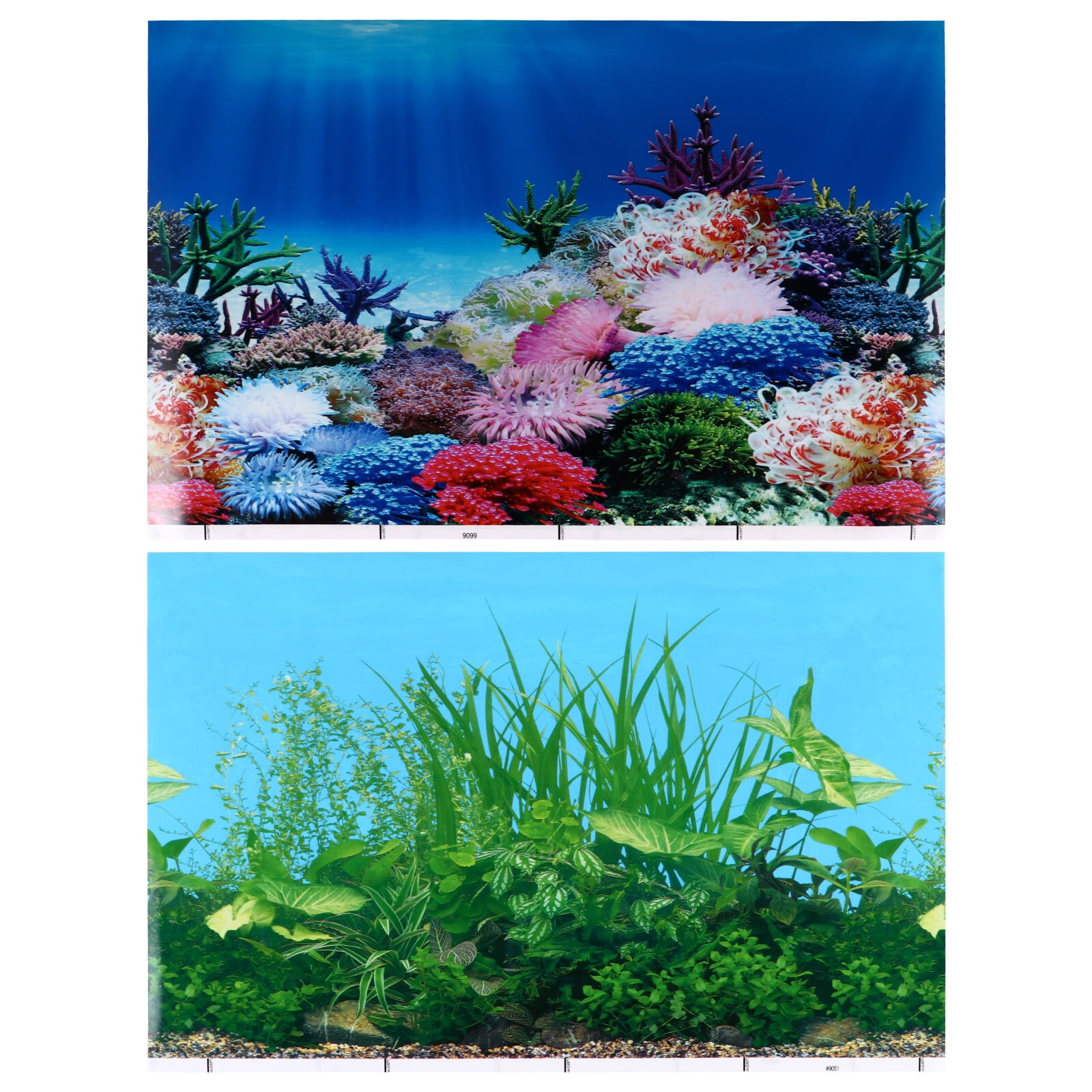 2Pcs Fish Tank Decals Aquarium Background Poster Backdrop Stickers