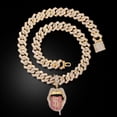thumbnail image 3 of Iced Out Bling Rhinestone Hip Hop Dollar Tongue Pendant Necklace for Men and Women with Cuban Link Chain - Stylish Hip Hop Charm Jewelry, 3 of 6