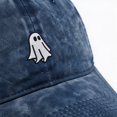 thumbnail image 4 of Byfri Dark Blue Halloween Ghost Embroidered Baseball Hat 56-62cm Adjustable Washed Cotton Dad Cap, 4 of 7