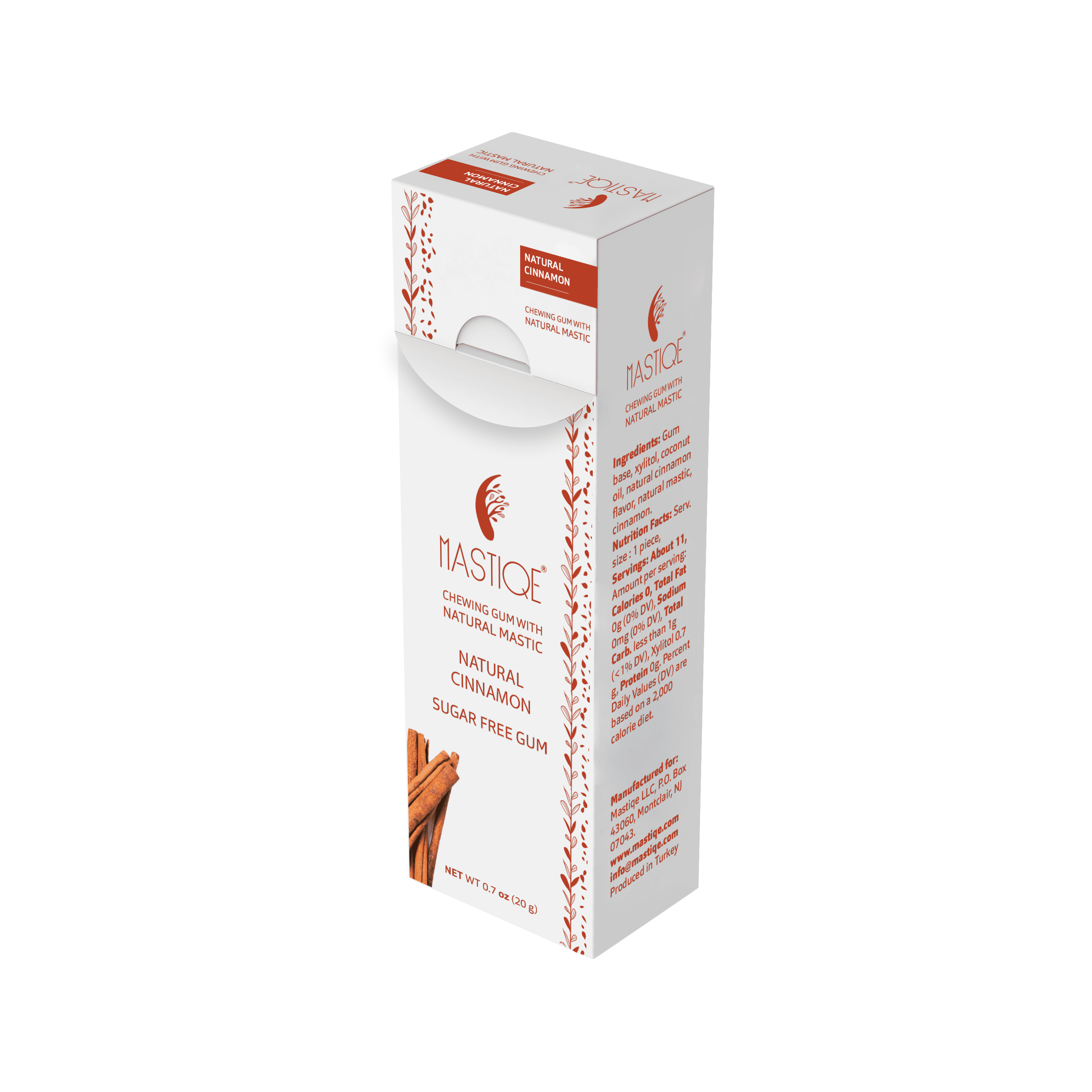 Mastiqe Sugar Free Chewing Gum with Natural Mastic -Cinnamon (12-Box)