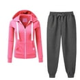 thumbnail image 1 of Besolor Ensemble Tendance Automne 2 Pcs Survêtements Décontractés Jogging Sweat à Capuche Pantalon Assorti, 1 of 6