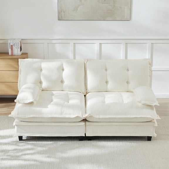 Eyisean 77" Oversized Modular Sectional Sofa, Modern Deep Seat Loveseat Sofa with Lattice Decorated Seat Cushion, 2-Seater Comfy Chenille Cloud Couches for Living Room, Bedroom, Office, Apartment