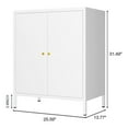 thumbnail image 3 of 2 Door Metal Accent Storage Cabinet for Bedroom, Living Room,Bedside, Office Room,Kitchen-Metal Locker Cabinet with 1 Adjustable Shelves-2-Tier (Small 2 Door Cabinet, White), 3 of 5