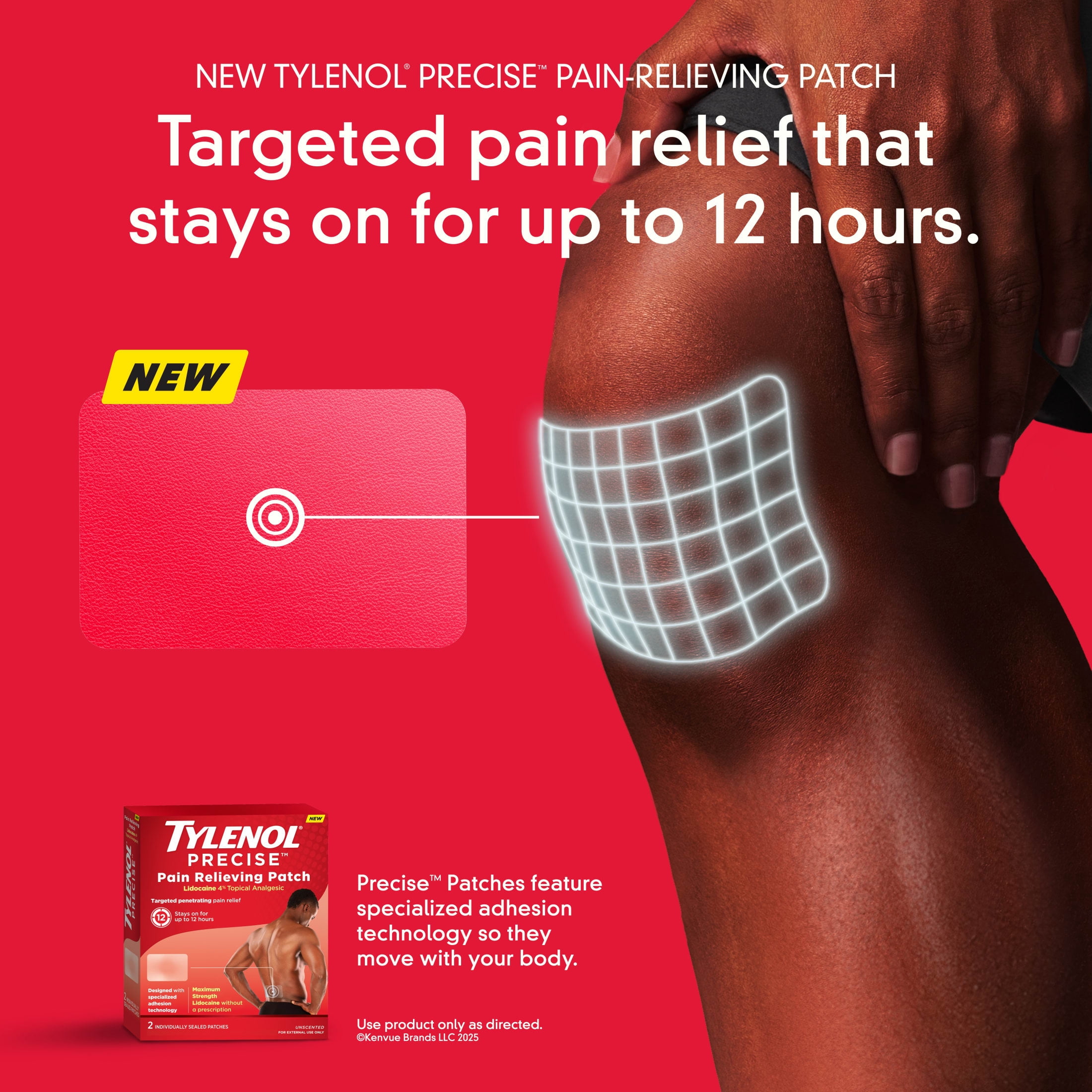 Tylenol Precise Large Pain Reliever Patches, Lidocaine 4%, 4 Count