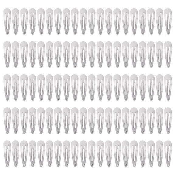 100 Pack Bulk 2 Inch 5 CM Snap Metal Hair Clips Barrettes Silver Hairpins Clips Thin Fine Bang Hair Holder Craft DIY Accessories for Women Girl Kids