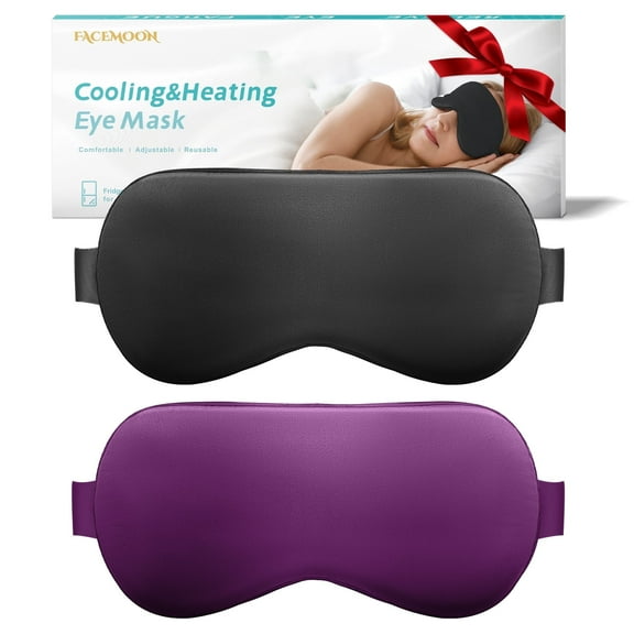 FACEMOON Cooling Eye Mask for Sleeping, Cold Compress Relief for Puffy Eyes, 2 Pack