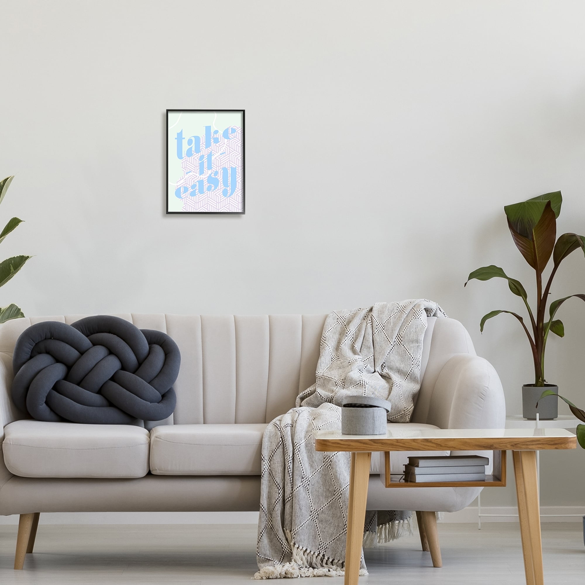 Stupell Industries Take It Easy Pastel Geometric Religious Painting Black Framed Art Print Wall Art