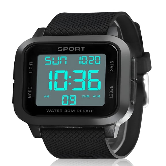DESIGNICE Men's Military Sports Watch, LED Screen Large Digital Face Waterproof Wristwatch, Sport Watch for Men