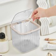 Violete Mini Desktop Trash Can with Press Lid | Plastic White/Gray Desk Basket for Living Room, Office, or Home | 6x6x3.2in & 6x6x5.5in Sizes | Easy-Open Flip Top, Sturdy Storage Bin for Sundries,