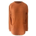 thumbnail image 5 of Arlun Soft Cozy Ribbed Knit Sweaters for Women Round Neck Long Sleeve Lightweight Sweater Solid Color Casual Loose Fit Comfortable Basic Pullover Tops with Pockets Orange L, 5 of 5