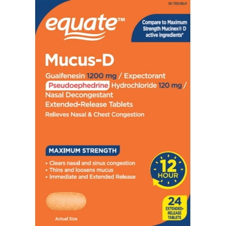 Equate Guaifenesin 1200mg D Tablet 24 Count