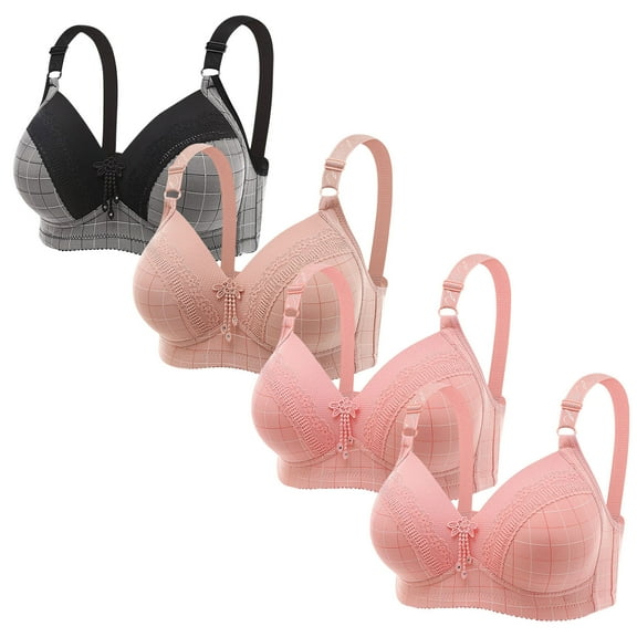 REUFTI 4PC Women's Push Up Wireless Bra, Comfort Support No Underwire Bras, Comfortable Wire Free Bralette Everyday Underwear.S-3XL.Bras For Women,Protecting Breast Tissue,Breathable And Refreshing