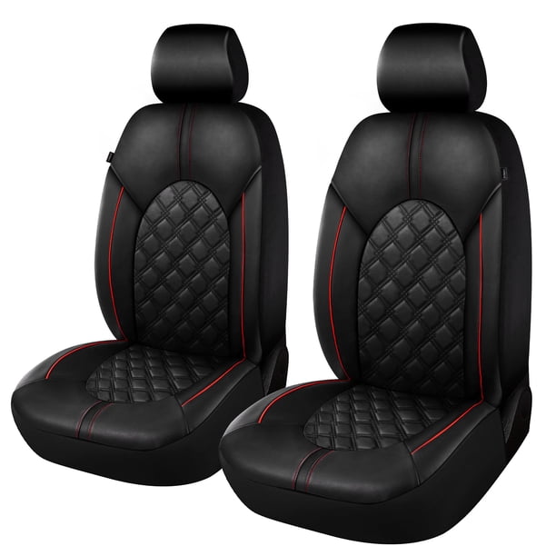 Fundas para Asientos de Auto CAROMOP de Cuero PU Impermeables, Set Delantero