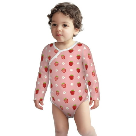

Fotbe Strawberries Pattern Unisex-baby Long-sleeve Bodysuit Long Sleeve Bodysuits One-piece 100% Organic Cotton for Infant Baby Boys Unisex-12 Months