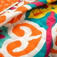 thumbnail image 3 of Lush Decor Boho Floral Reversible Oversized Quilt Turquoise/Orange 3Pc Set Full/Queen, 3 of 8