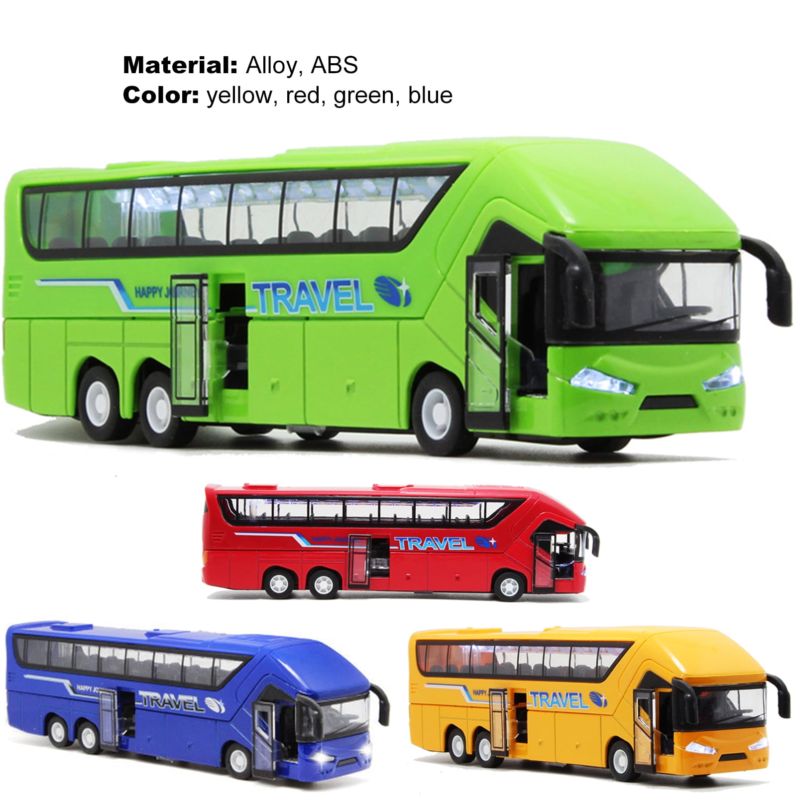 1:32 Night View Die Cast  Double Alloy Bus Pull Back Model Vehicle Car Toys Gift 