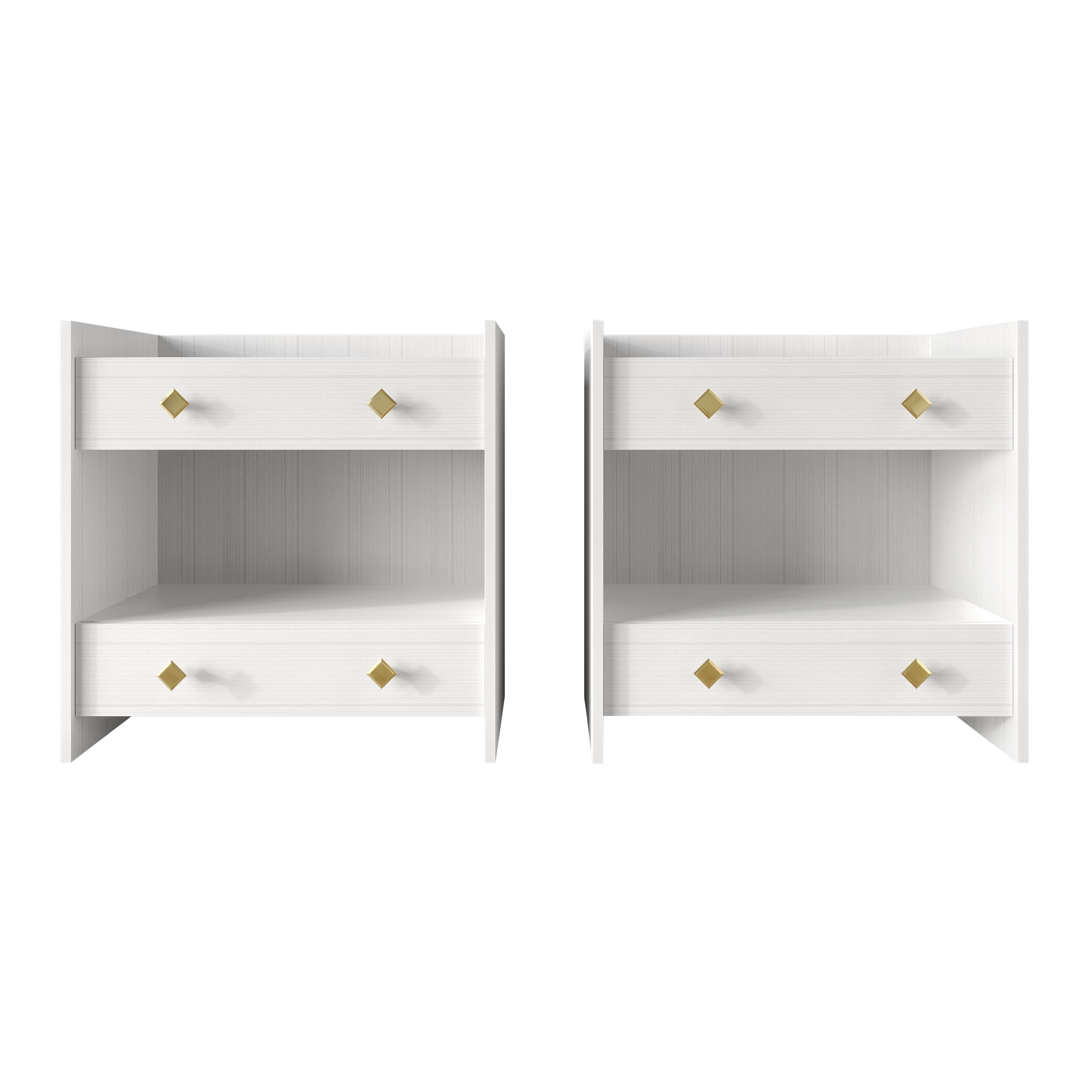 Castle Place Set of 2 Elegant Glam Nightstands, White