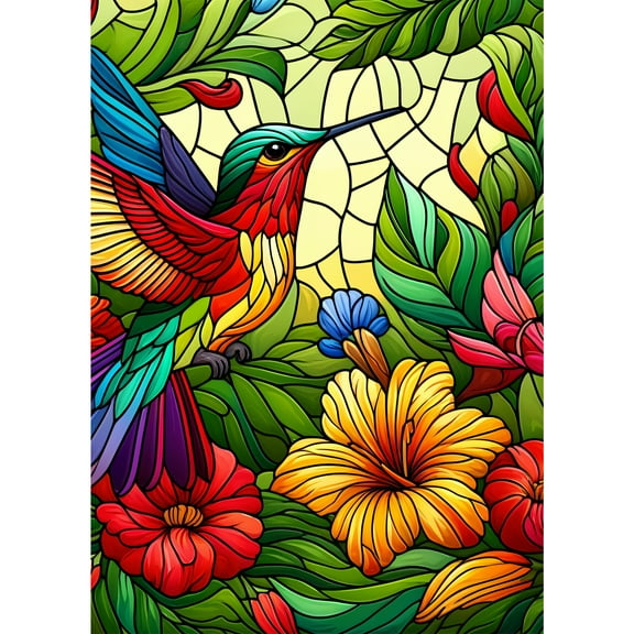 Stained Glass Hummingbird Puzzle - 1000-Piece Jigsaw Puzzle for Adults, Vibrant Garden Art Home Decor Gift (19.7"x27.5")