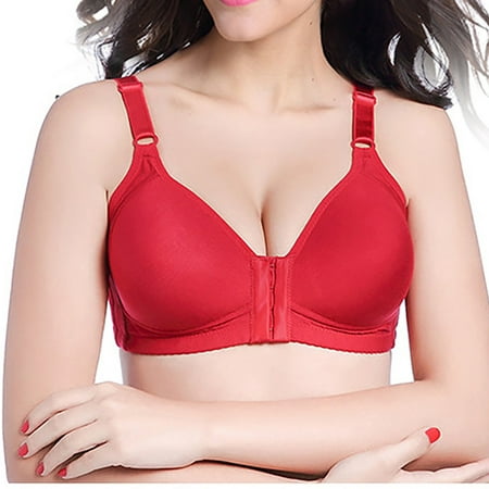 

BIZIZA Front Closure Sports Bras for Women Padded V Neck Bras Front Closure Clearance Compression Bra for Women Red 95