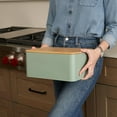 thumbnail image 3 of Beautiful Bread Box With Wooden Lid For Your Kitchen Countertop - Spacious Container Perfectly Stores Your Homemade Bread, English Muffins & Bagels - Quality Cutting Board Lid Keeps Loaf Fresh, 3 of 8