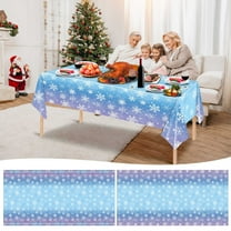 Snowflake Tablecloth, Snowflake Birthday Party Decorations White Blue Snowflake Disposable Plastic Rectangle Table Cover Winter Snowflake Theme Birthday Party Supplies 54"x 108"