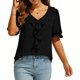 thumbnail image 4 of Camisas de Manga Corta para las Mujeres Blusa de Suéter de Cuello en V Casual para las Mujeres, Top de Estiramiento Suave para Uso Diario Y de Fiesta, 4 of 7