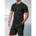 thumbnail image 5 of Men's Short Sleeve Outfits Shirt Sets Shorts for Casual Black S, 5 of 7