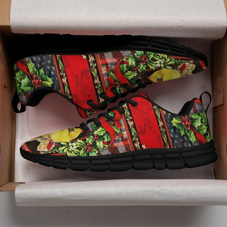Christmas Cardinal Running Shoes Sneakers Mesh Black Size 6