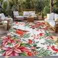 thumbnail image 2 of Cardinal Bird Outdoor Rug for Patio/Deck/Porch, Non-Slip Large Area Rug 4 x 6 Ft, Winter Poinsettia Pine Cones Berry Wood Indoor Outdoor Rugs Washable Area Rugs, Reversible Camping Rug Carpet Runner, 2 of 8