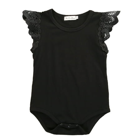 

Newborn Baby Girls Jumpsuit Lace Flying Sleeve Round Neck Romper Newborn Summer Clothes