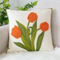 thumbnail image 1 of Funda de almohada con diseño de tulipán verde fresco y sencillo con flores bordadas para sofá, cama, almohada de cintura para oficina, 1 of 6