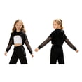 thumbnail image 2 of Aislor Girls Mesh Long Sleeve Drawstring Hooded Crop Top for Hip Hop Jazz Dancewear Black 10, 2 of 7
