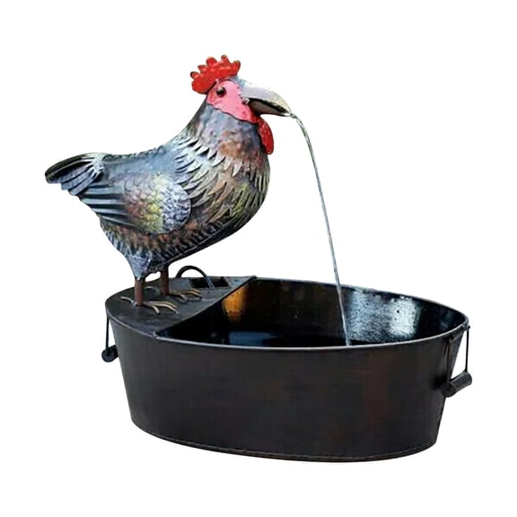 Rooster Water Fountain Garden Art Decoration - Outdoor Indoor Decorative Water Feature With Realistic Rooster Sculpture For Yard Landscape - Home, Patio, Backyard, Garden, Outdoor