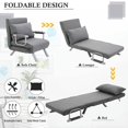 thumbnail image 5 of Yardi Yarda Folding 5 Position Convertible Sofa Bed, Sleeper Chair with Pillow & Steel Frame, Chaise Lounge Couch for Indoor, Light Gray, 5 of 8