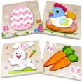 thumbnail image 1 of Anditoy Paquete de 4 rompecabezas de madera navideños para niños pequeños juguetes navideños rellenos de calcetines navideños regalos para fiestas, 1 of 4