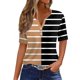 thumbnail image 1 of Fiudx Camisas para Mujer Top/Camisa con Cuello En V y Manga Corta con Estampado de Rayas para Mujer, 1 of 5
