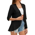 thumbnail image 3 of Xuanfei Women Open Front Cardigan 3/4 Sleeve Eyelet Ruffles Cardigan, 3 of 7