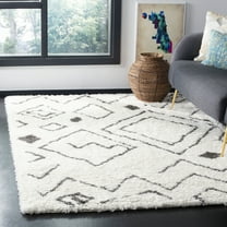 Safavieh Flokati Aiden Geometric Shag Area Rug, Ivory/Charcoal, 5'3" x 7'6"