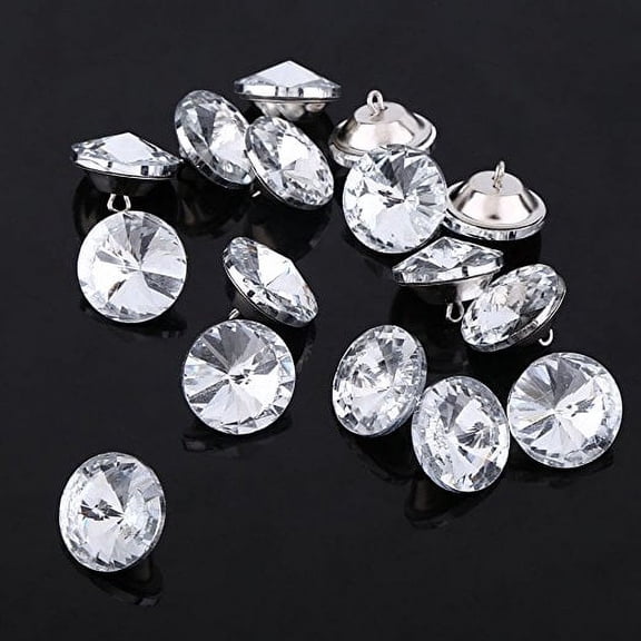 50Pcs Rhinestone Crystal Buttons With Metal Loop Round Buttons For Sewing Sofa Upholstery Button DIY Crafts Decoration ( Size : 25mm )