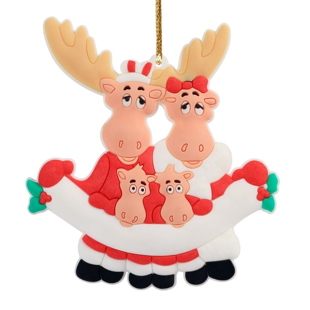 Recuerdos navideños personalizados de la decoración del árbol de navidad del trineo de la familia de los alces Wmkox8yii gf6240