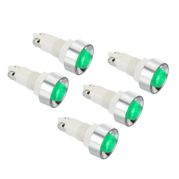 Uxcell AC/DC 110V 12mm Green LED Signal Indicator Lights, 5 Pack