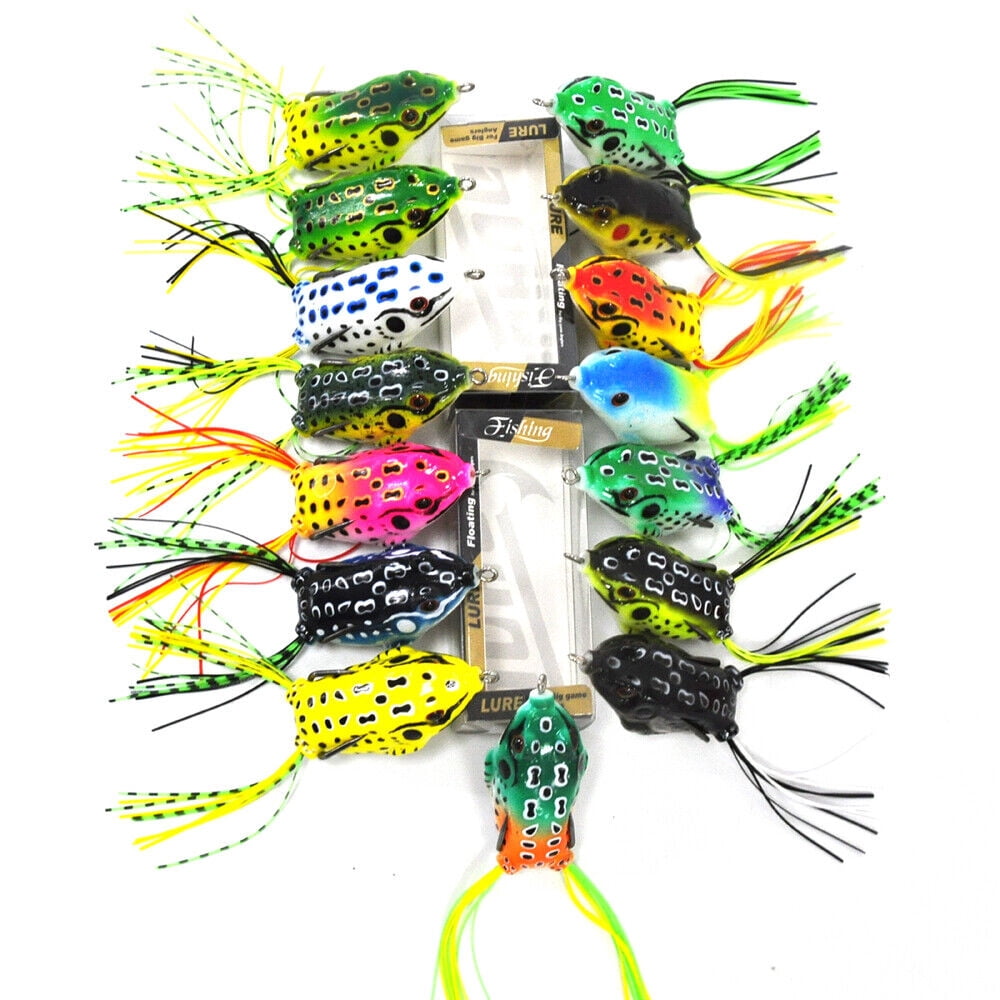 60Pcs Hollow Body Rubber Frog Fishing Lures Topwater Kit 5.5cm With Box 12 Colors