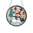 thumbnail image 2 of 7.9" Stained Glass Window Hanging - Suncatcher for Doors Home Christmas Decoration with Hook & Chain,Winter Sun Catcher Thanksgiving New Year Birthday Gift for Women Men(Snowman), 2 of 7