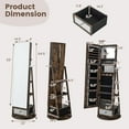 thumbnail image 4 of Giantex 360° Swivel Jewelry Cabinet, Standing Jewelry Armoire Organizer w/LED Light, Full Length Mirror & Dressing table, Rustic Brown, 4 of 9