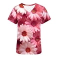 thumbnail image 4 of EGNMCR Scrub for Women Fashion Casual Flower Printing Short Sleeve V Neck Pocket Nurse Uniform Workwear Blouse Tops Spring Summer Sale, 4 of 4